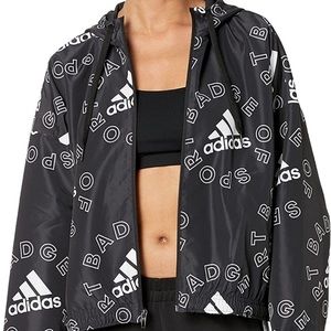 adidas Women's Essentials Logo All Over Print Loose Fit Windbreaker